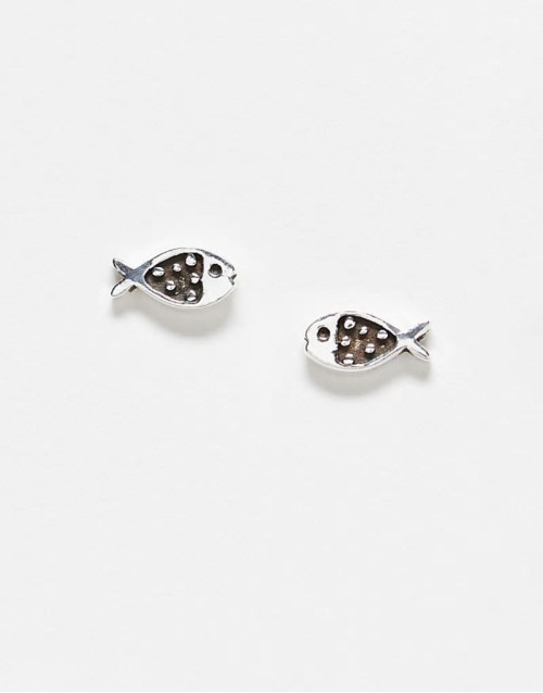 fish stud earrings in sterling silver