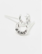 gemset crescent moon stud earrings in sterling silver