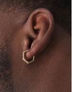 hexagon huggie hoop earrings in gold
