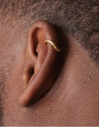 sterling silver molten ear cuff in gold tone